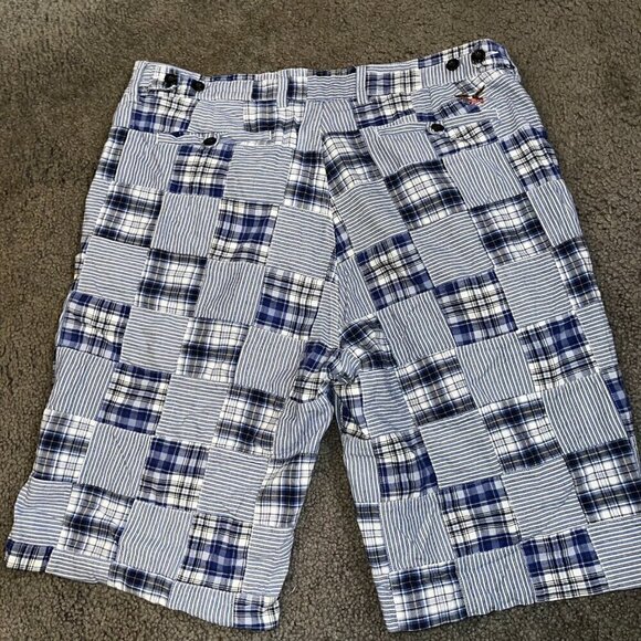AMERICAN LIVING Madras Blue Plaid Real Sewn Patchwork Shorts - Preppy - Men's 38 - Picture 5 of 9